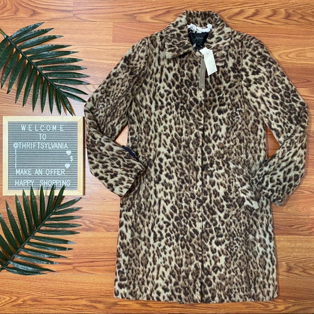 NWT J Crew Double Leopard Cheetah Topcoat Jacket